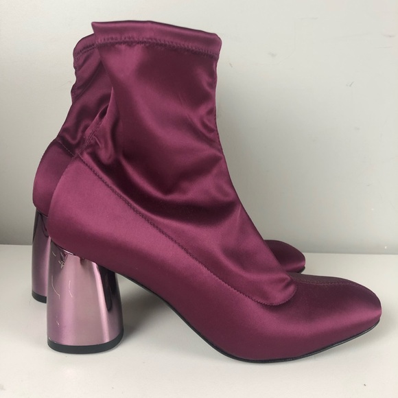 Free People Sock Bootie Boot Metallic Mirror Heel NEW - Picture 3 of 7